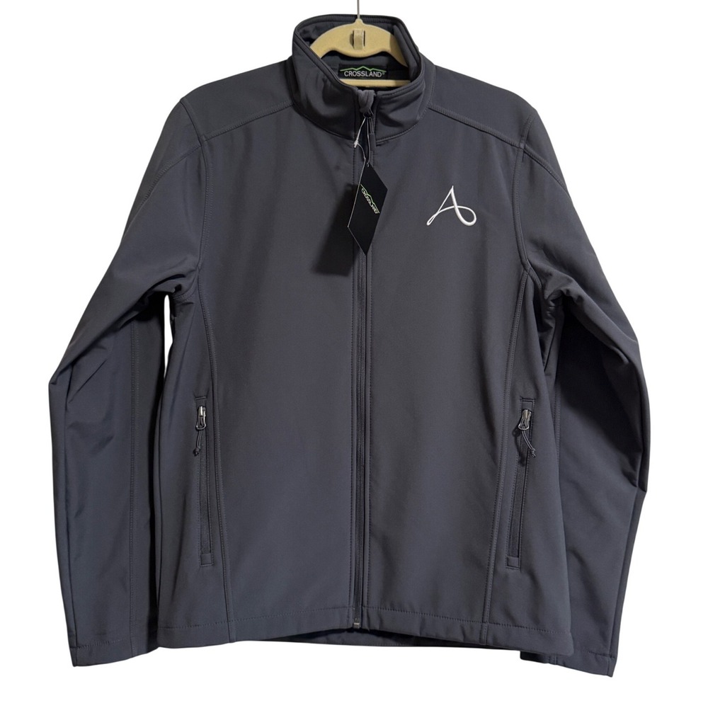 Crossland Mens Softshell Jacket Gray Full Zip Fleece Lined Small‎ NEW